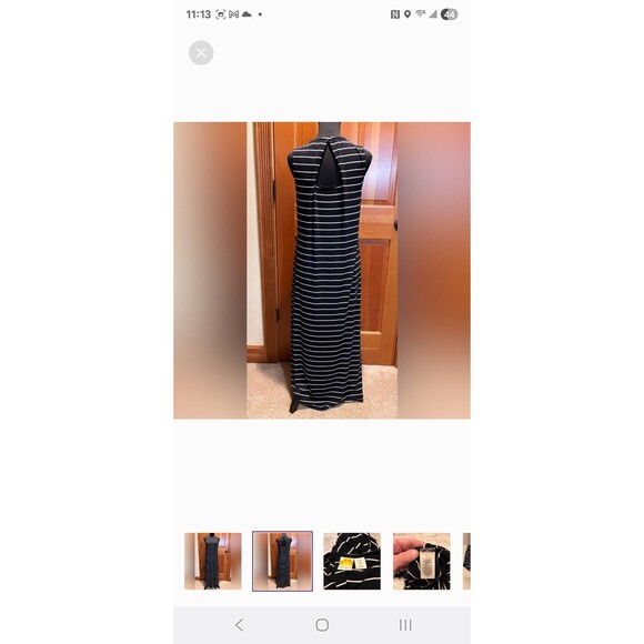 C&C California Maxi Dress Womens M Black White Nautical Striped Beach Coastal - Picture 4 of 9